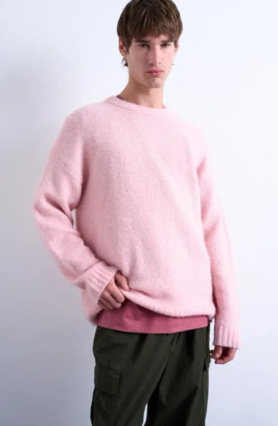 Topman Loose Knit Crew Neck Sweater In Pink