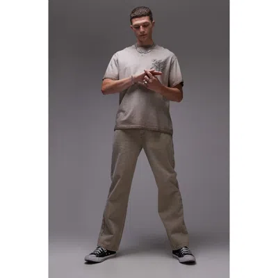 Topman Loose Straight Leg Jeans In Stone