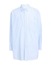 Topman Man Shirt Sky Blue Size L Polyester, Cotton In Blue