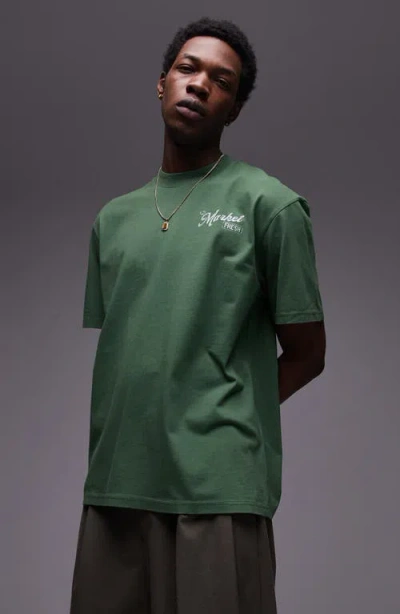 Topman Market Fresh Graphic T-shirt In Mid Green