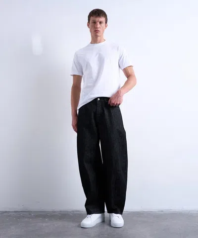 Topman Mens Black Raw Rigid Barrel Jeans