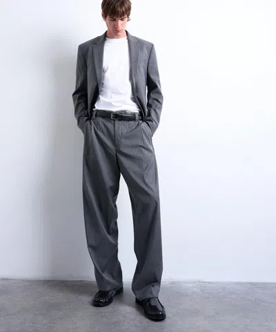 Topman Mens Charcoal Pinstripe Straight Suit Trousers In Grey