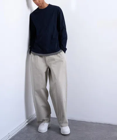 Topman Mens Stone Super Baggy Twill Trousers With Pleats In Multi