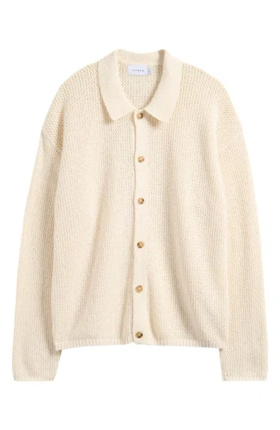 Topman Open Knit Cotton Button-up Shirt