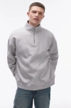 Topman Oversize Quarter Zip Sweatshirt In Gray