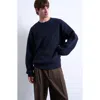Topman Oversize Rib Crewneck Sweater In Blue