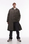TOPMAN TOPMAN OVERSIZE TRENCH COAT WITH REMOVABLE QUILTED VEST