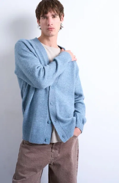 Topman Oversize V-neck Cardigan In Blue