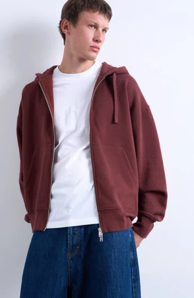 Topman Oversize Zip Hoodie In Brown