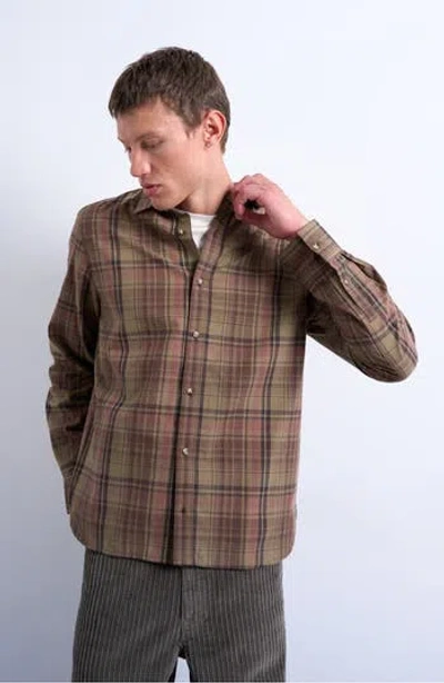 Topman Plaid Cotton Poplin Button-up Shirt In Green