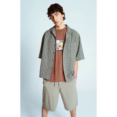 Topman Plaid Cotton Seersucker Button-up Shirt In Multi