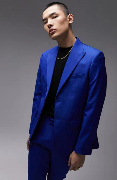 Topman Premium Slim Suit Jacket In Blue