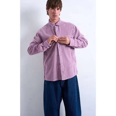 Topman Regular Fit Corduroy Button-up Shirt In Purple