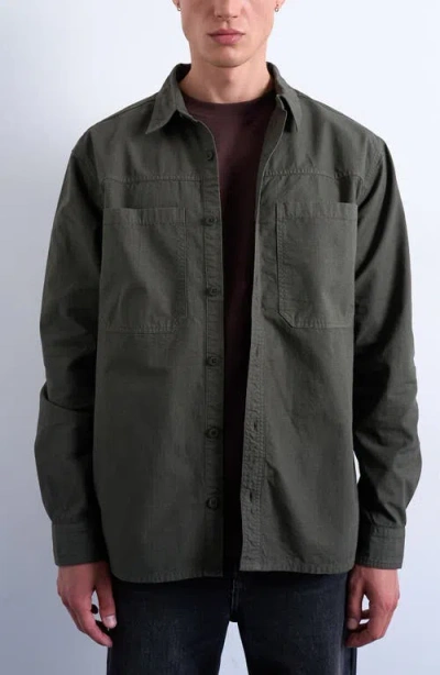 Topman Regular Fit Ripstop Button-up Shirt In Gray