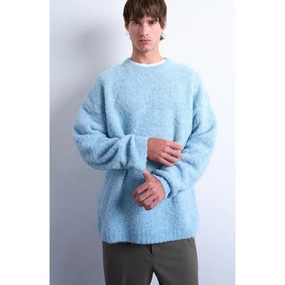 Topman Relaxed Fit Boucle Sweater In Blue
