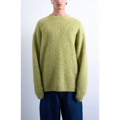 Topman Relaxed Fit Bouclé Sweater In Green