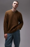 Topman Relaxed Fit Sweater In Brown-green In Brown