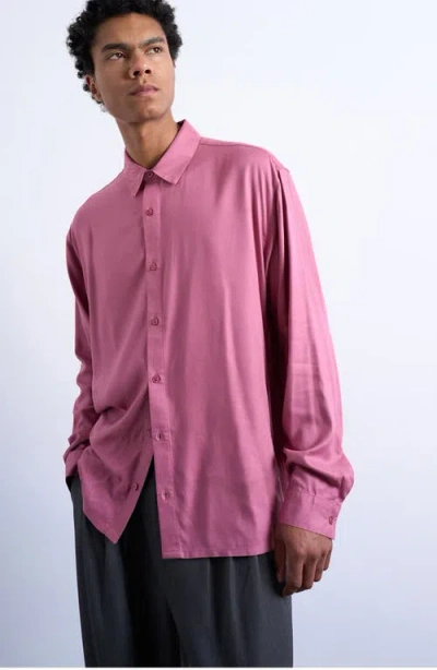 Topman Relaxed Fit Twill Button-up Shirt In Pink