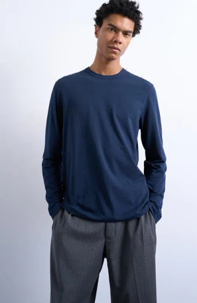 Topman Relaxed Long Sleeve T-shirt In Blue