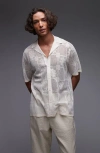 Topman Revere Open Stitch Button-up Shirt In White