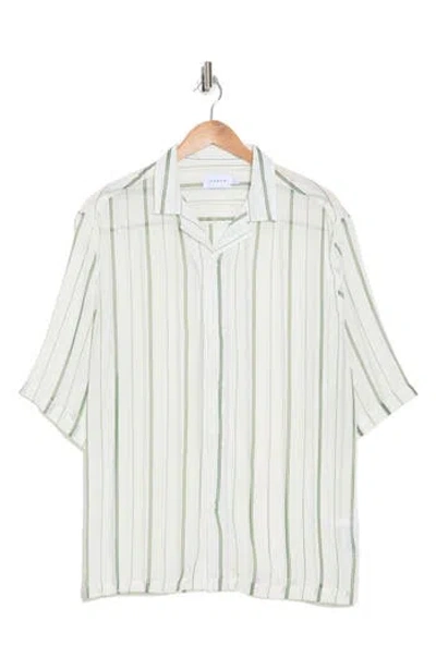 Topman Sheer Stripe Revere Collar Button-up Shirt In White