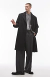 Topman Relaxed Single Breasted Overcoat In Black