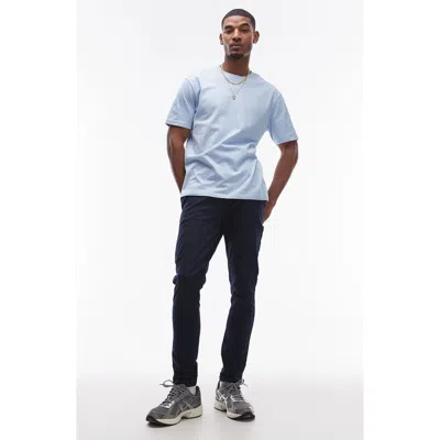 Topman Skinny Stretch Cotton Chinos In Navy