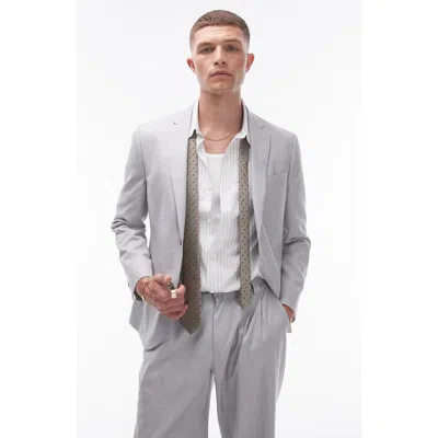 Topman Slim Linen Suit Jacket In Gray