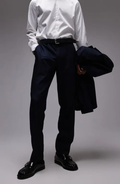 Topman Slim Fit Navy Flat Front Stretch Suit Pants
