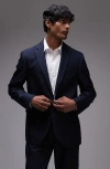 Topman Slim Fit Navy Stretch Suit Jacket In Navy