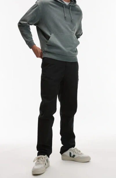 Topman Slim Fit Stretch Cotton Chinos In Black