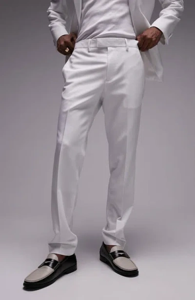 Topman Slim Fit Tuxedo Pants In White
