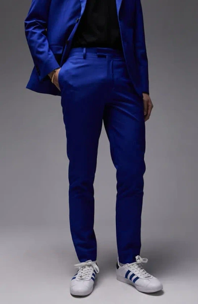 Topman Slim Suit Pants In Mid Blue