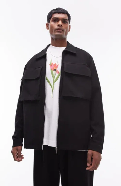 Topman Smart Jersey Jacket In Black