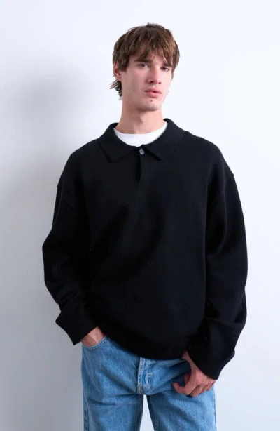 Topman Smart Polo Sweater In Black