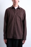 Topman Solid Flannel Button-up Overshirt In Brown