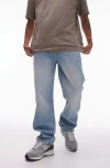 Topman Straight Jeans In Summer Light Wash Tinted Blue In Light Blue