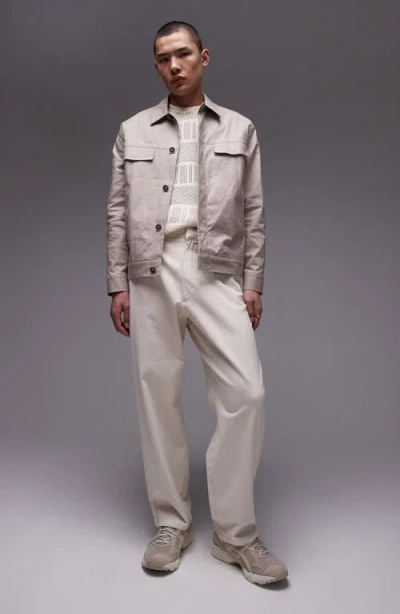 Topman Wide Leg Chino Pants In Ecru-white