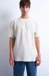 Topman Stripe Oversize Cotton Blend T-shirt In White
