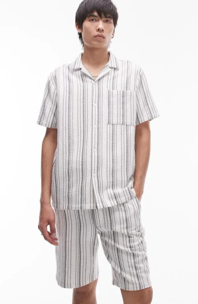 Topman Striped Shorts In Ecru - Part Of A Set-neutral In White