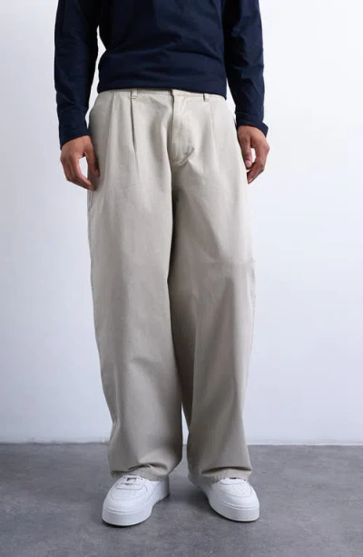 Topman Super Baggy Twill Trousers In Gray