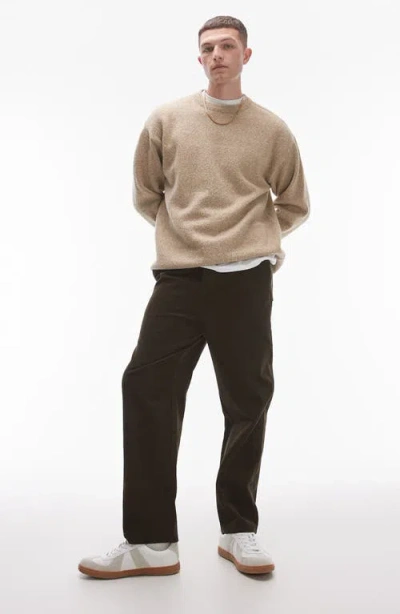 Topman Tapered Corduroy Pants In Brown