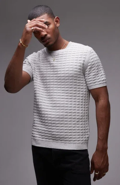 Topman Textured Short Sleeve Sweater In Grey