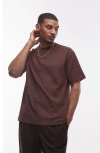 Topman Oversized Fit Sueded T-shirt In Brown