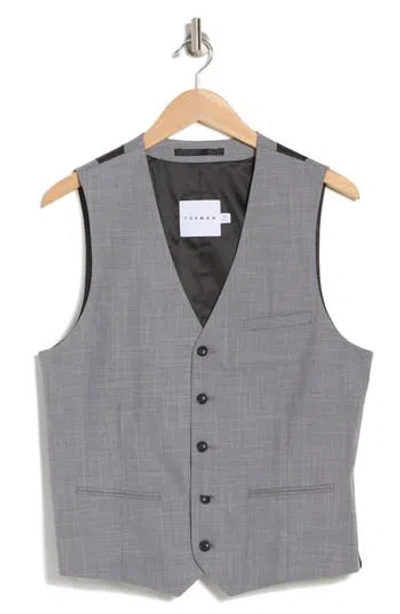 Topman Textured Suit Waistcoat Vest In Grey