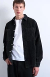 Topman Washed Corduroy Overshirt In Black