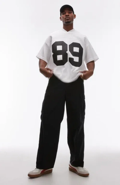 Topman Wide Leg Cargo Pants In Black