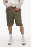 Topman Wide Leg Linen Blend Shorts In Green