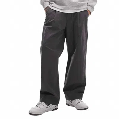 Topman Wide Leg Paper Bag Trousers In Charcoal In Gray