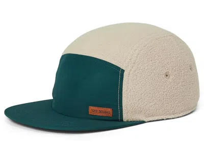 Topo Designs Full Dome Fleece Cap Caps Oatmeal/pond Blue: One Size In Green